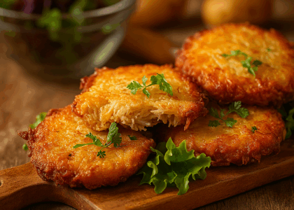 20250902_0917_Crispy Potato Galettes_remix_01k44mhatpe5st31h7wemnxeg5
